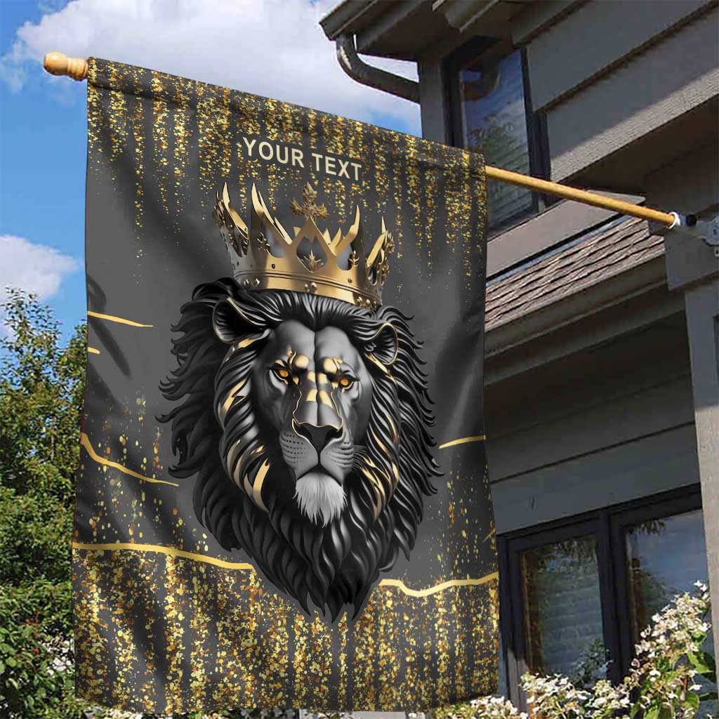 Personalized Black and Gold Lion Africa Garden Flag DT03
