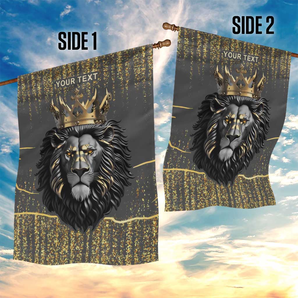 Personalized Black and Gold Lion Africa Garden Flag DT03