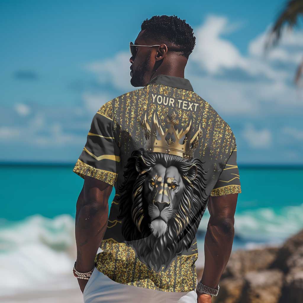 Personalized Black and Gold Lion Africa Hawaiian Shirt DT03
