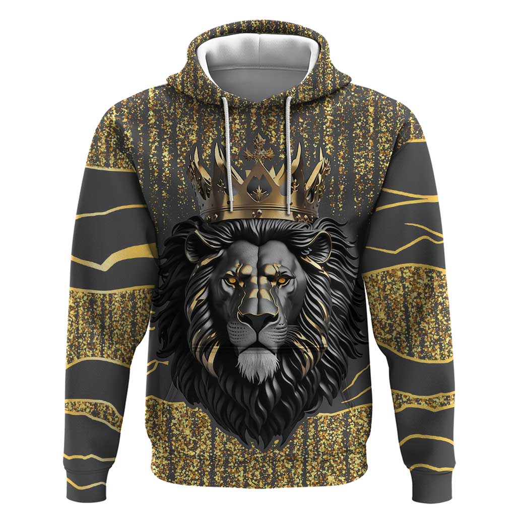 Personalized Black and Gold Lion Hoodie King Africa DT03