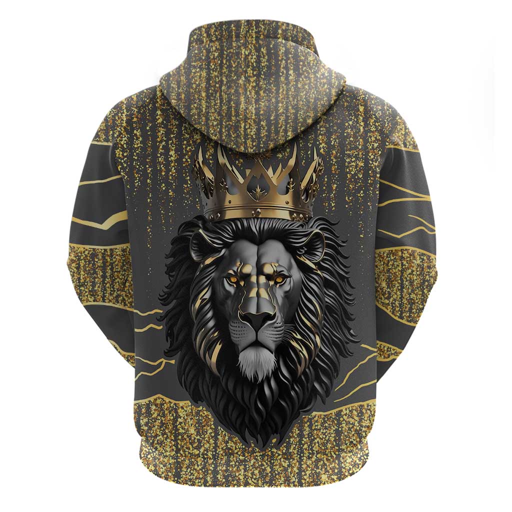 Personalized Black and Gold Lion Hoodie King Africa DT03