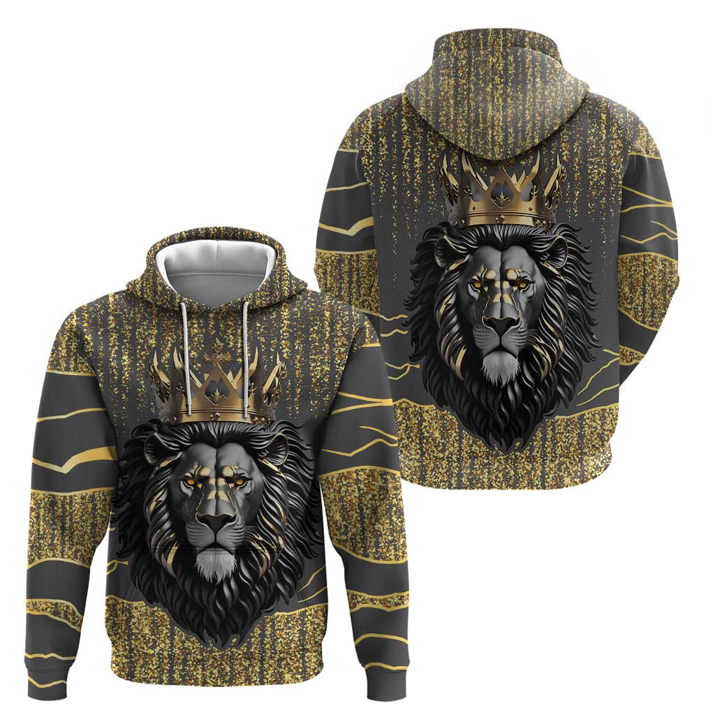Personalized Black and Gold Lion Hoodie King Africa DT03