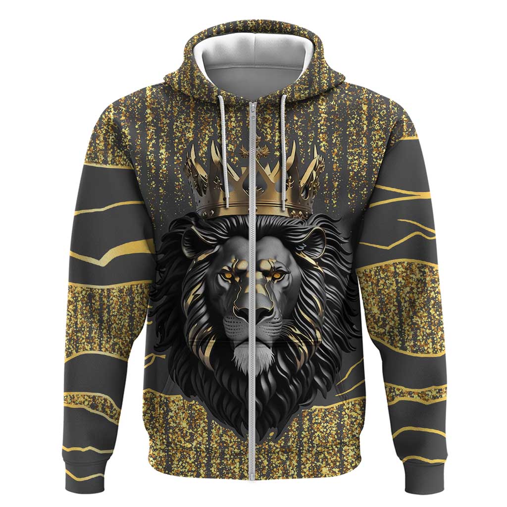 Personalized Black and Gold Lion Hoodie King Africa DT03