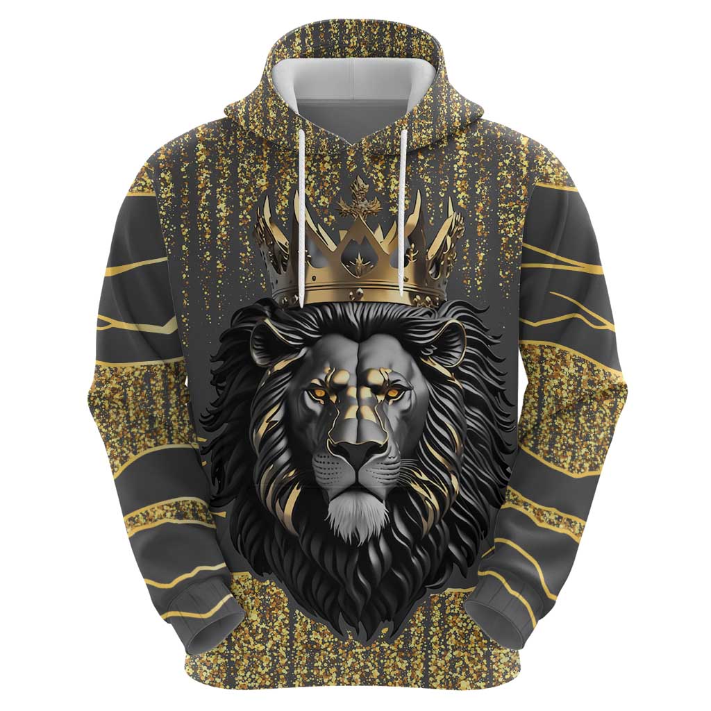 Personalized Black and Gold Lion Hoodie King Africa DT03