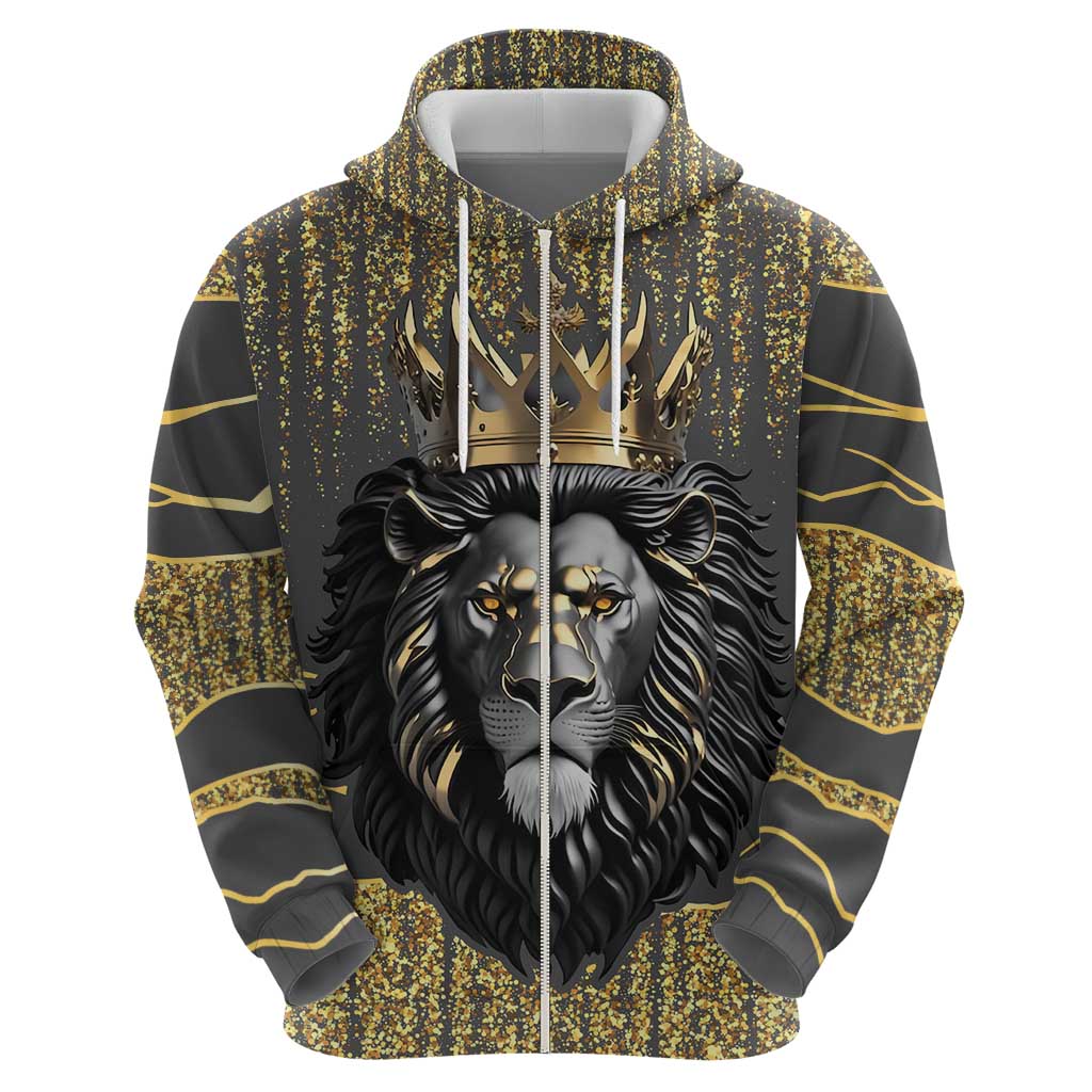 Personalized Black and Gold Lion Hoodie King Africa DT03