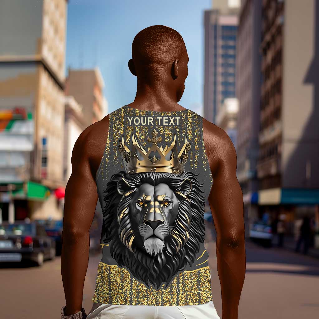 Personalized Black and Gold Lion Africa Men Tank Top DT03
