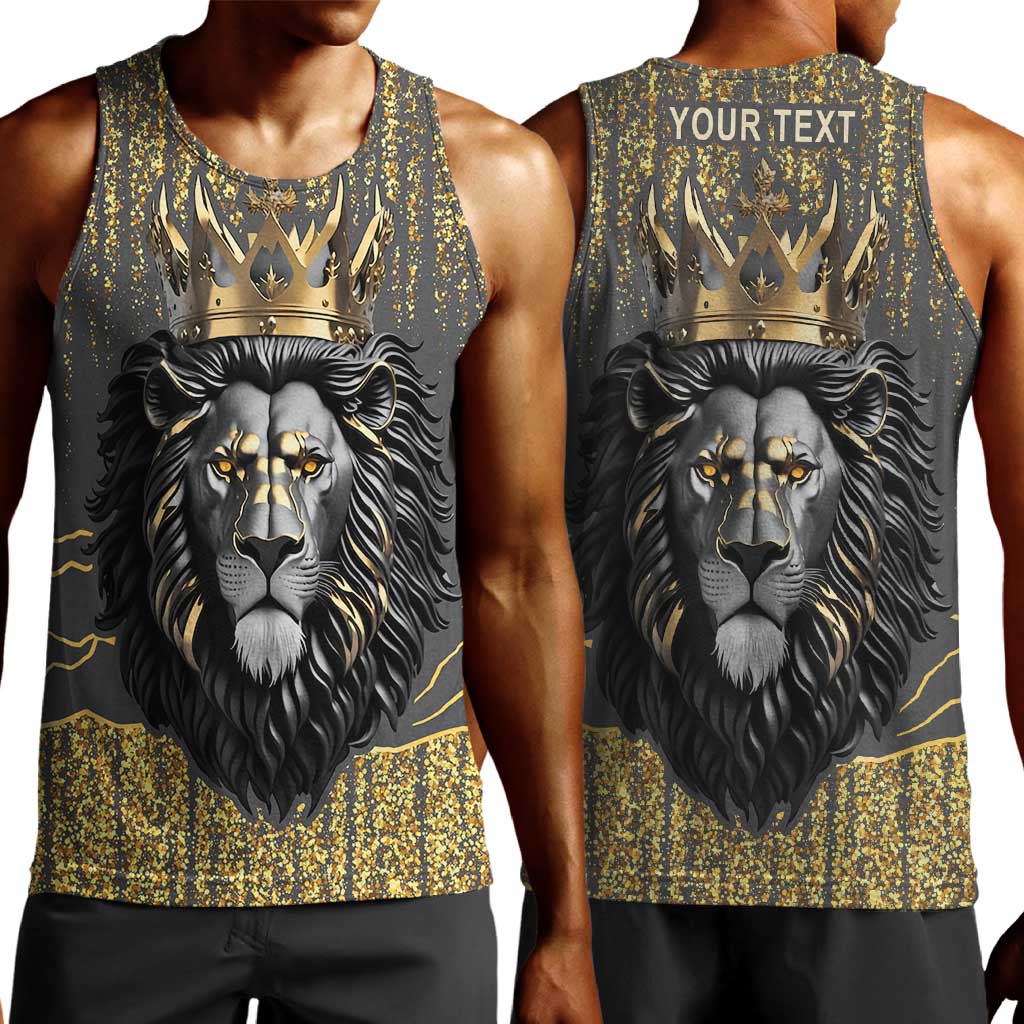 Personalized Black and Gold Lion Africa Men Tank Top DT03