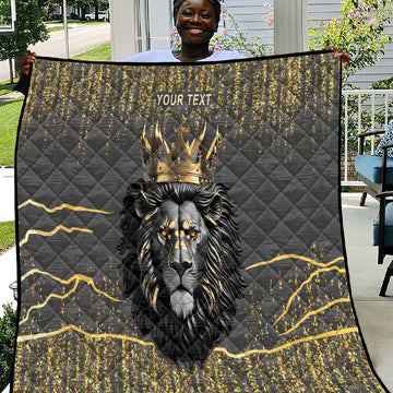 Personalized Black and Gold Lion Africa Quilt DT03