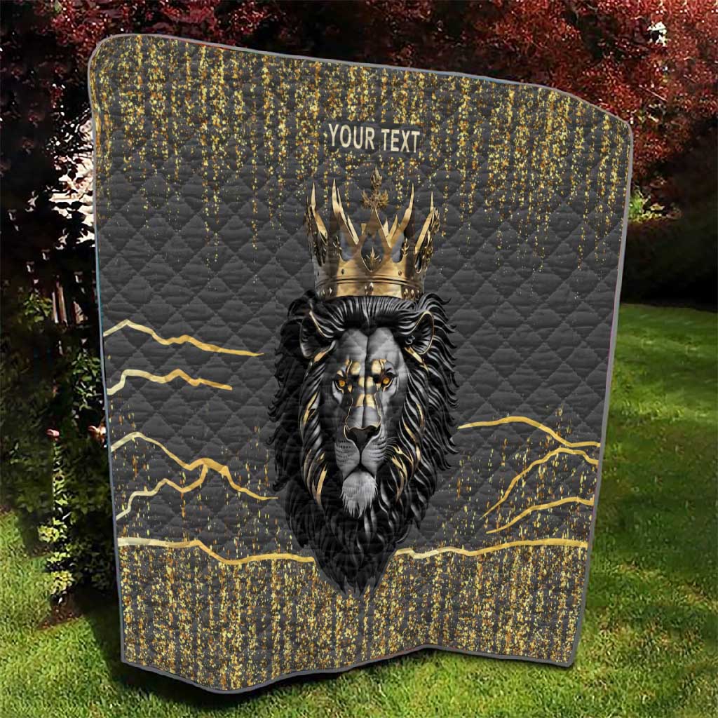Personalized Black and Gold Lion Africa Quilt DT03
