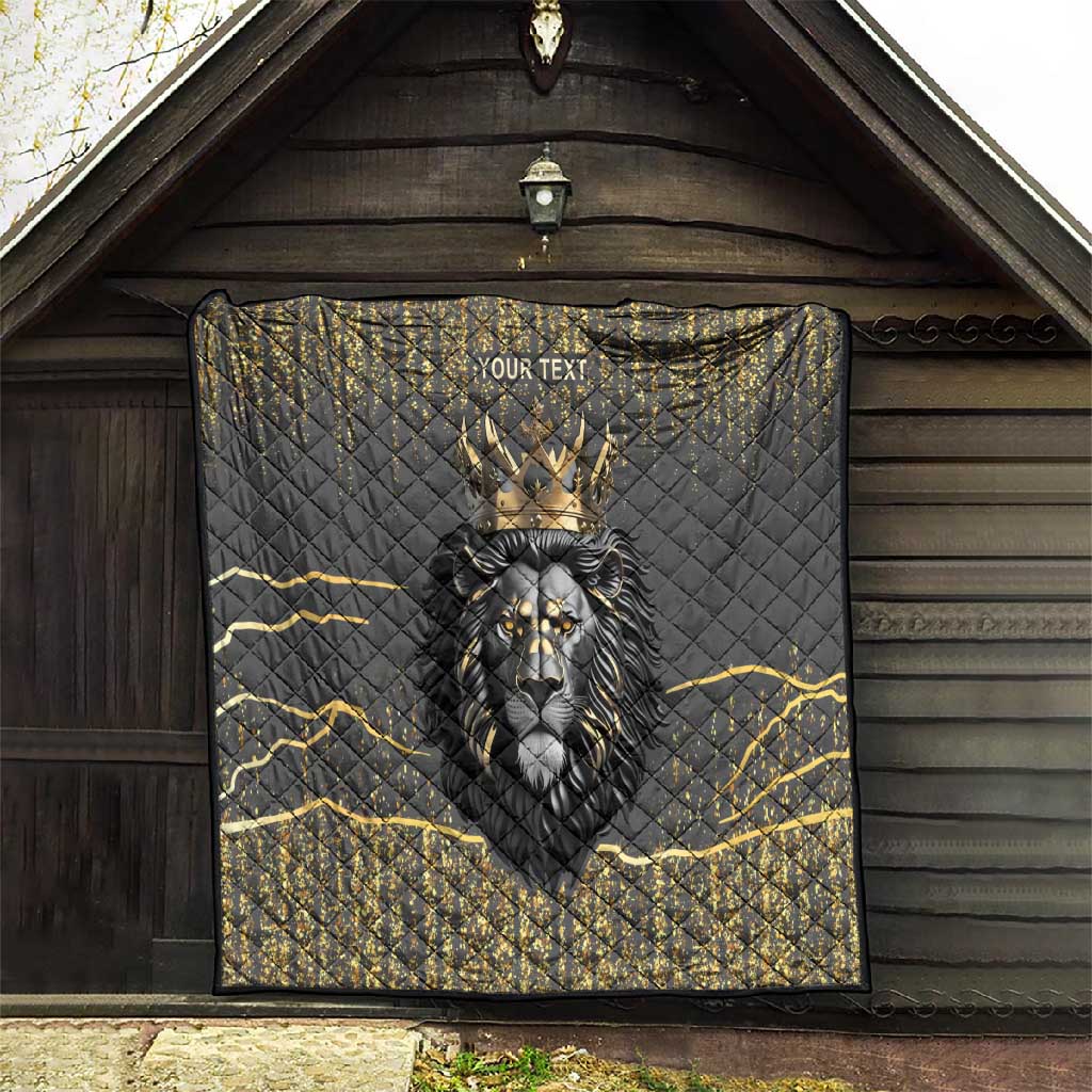 Personalized Black and Gold Lion Africa Quilt DT03