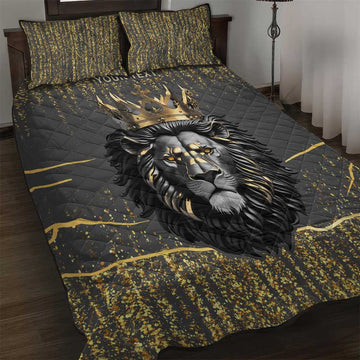 Personalized Black and Gold Lion Africa Quilt Bed Set DT03