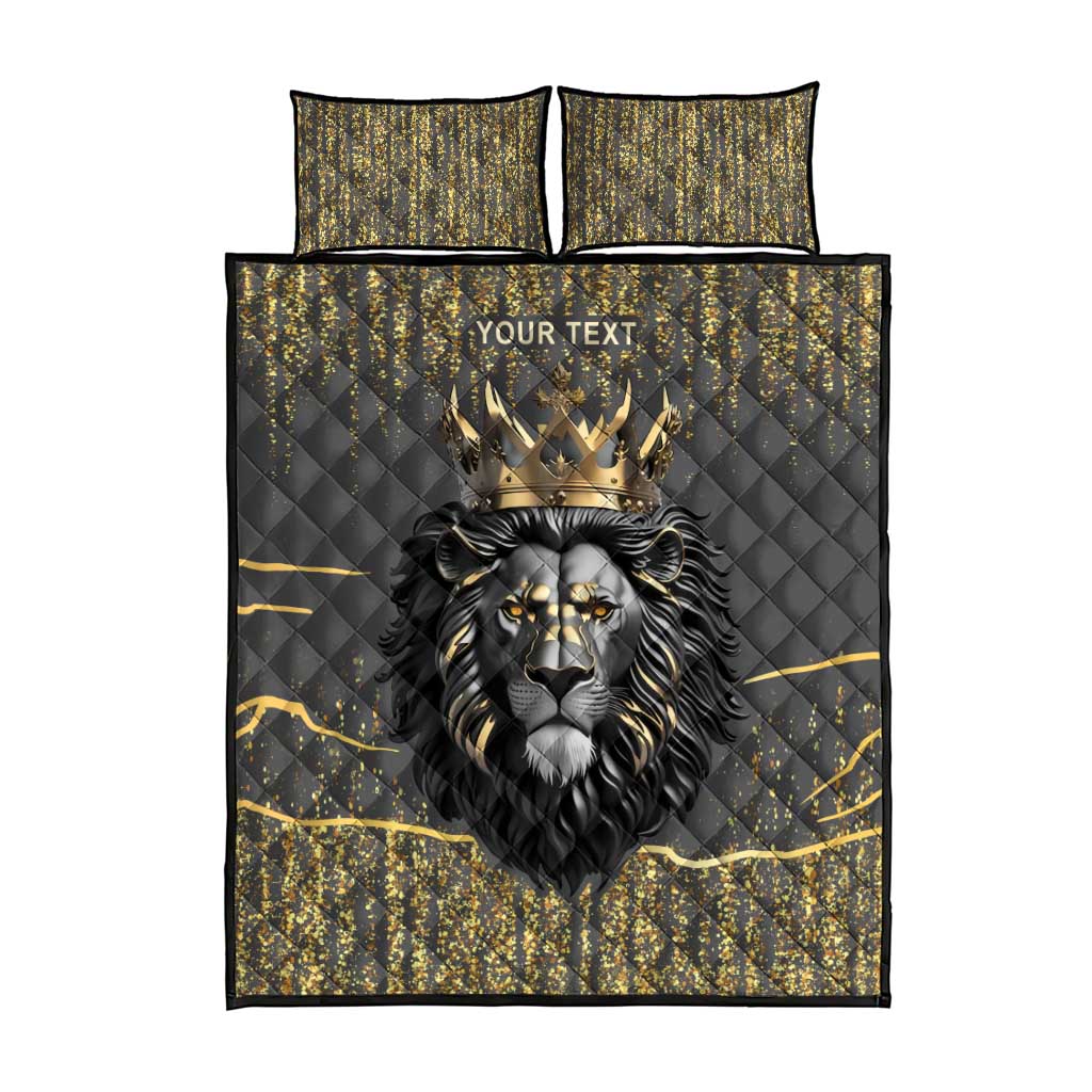 Personalized Black and Gold Lion Africa Quilt Bed Set DT03