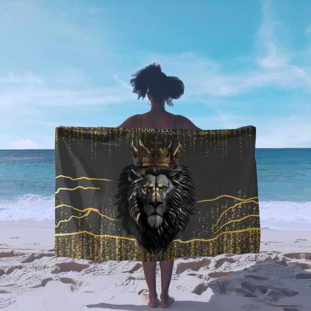 Personalized Black and Gold Lion Africa Sarong DT03