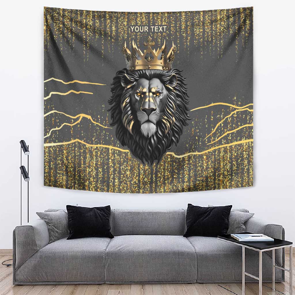 Personalized Black and Gold Lion Africa Tapestry DT03