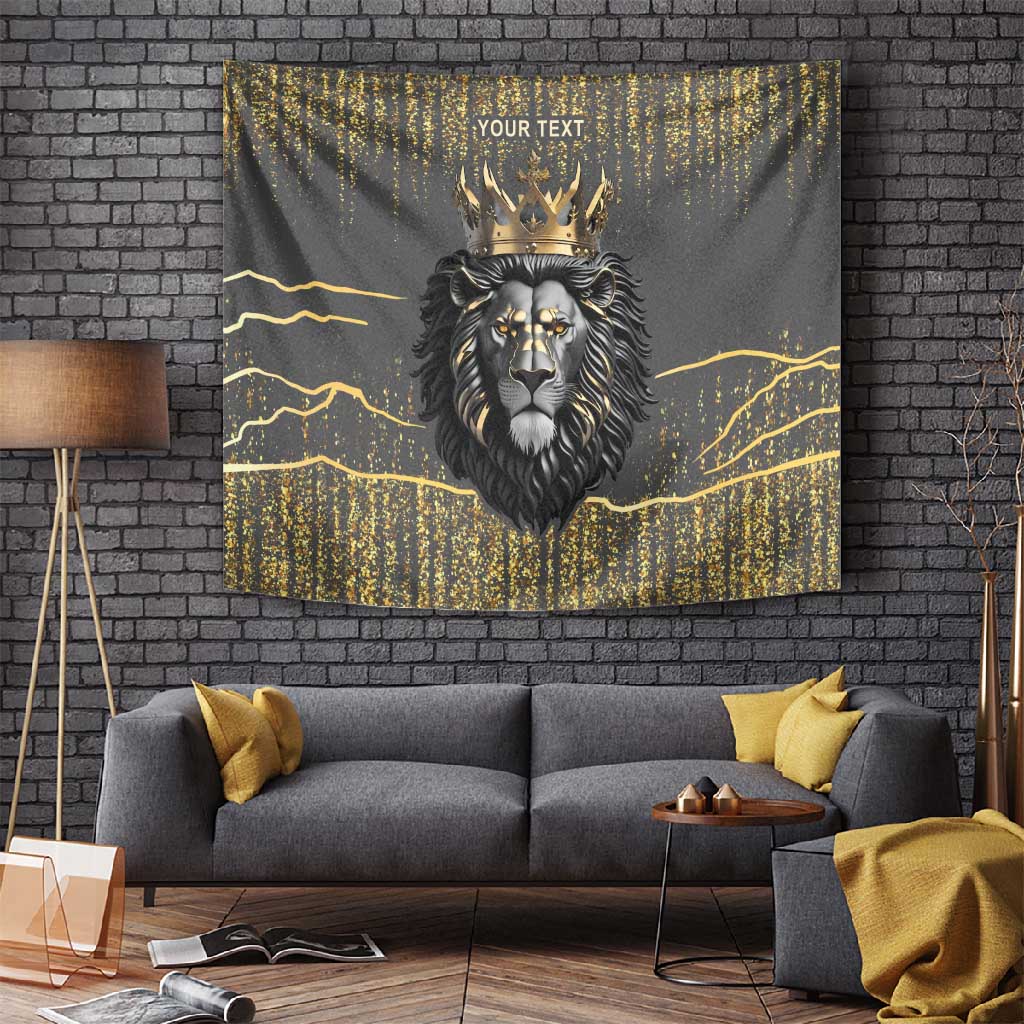 Personalized Black and Gold Lion Africa Tapestry DT03