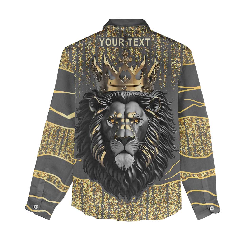 Personalized Black and Gold Lion Africa Women Casual Shirt DT03