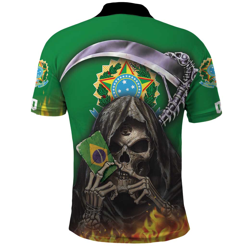 Brazil Hoodie Polo Shirt Brazil Reaper Skull Fire DT03