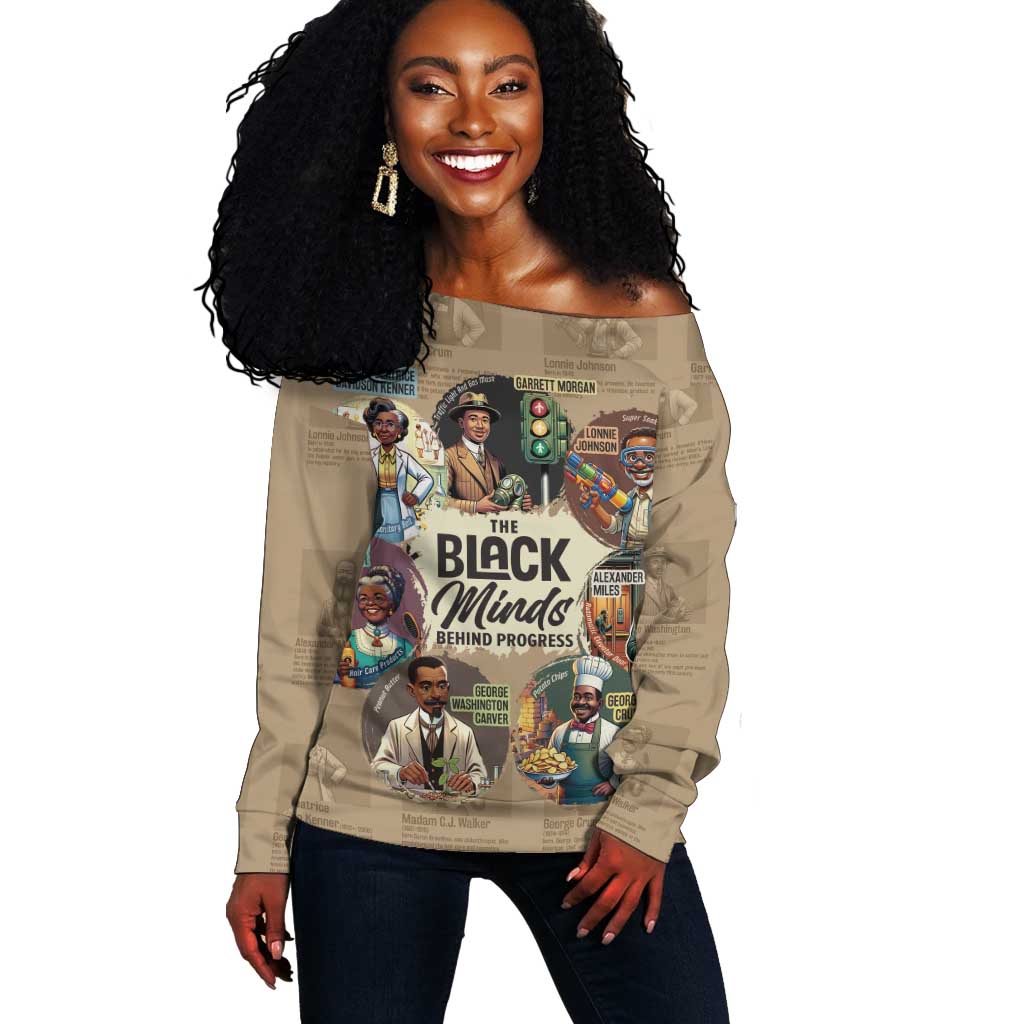 Africa Black Invention Off Shoulder Sweater The Black Minds Behind Progress DT03