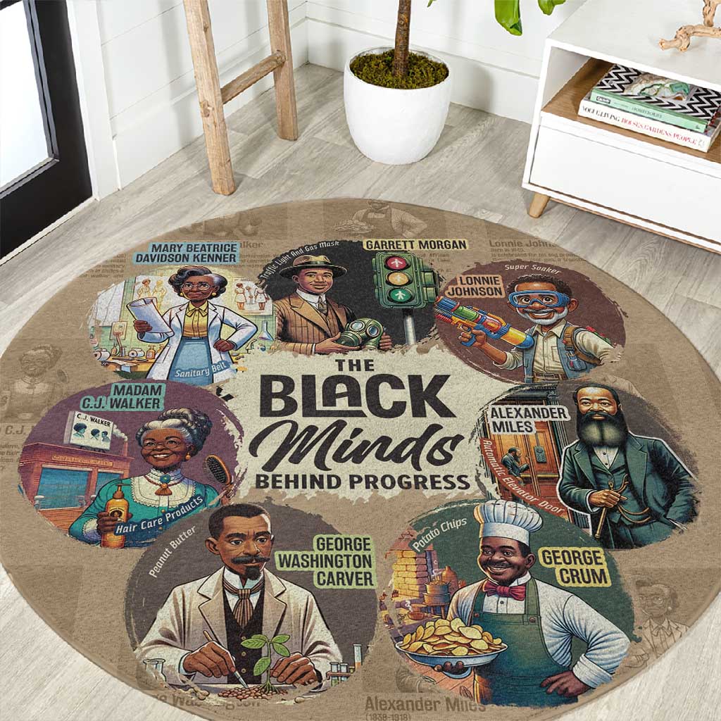 Africa Black Invention Round Carpet The Black Minds Behind Progress DT03