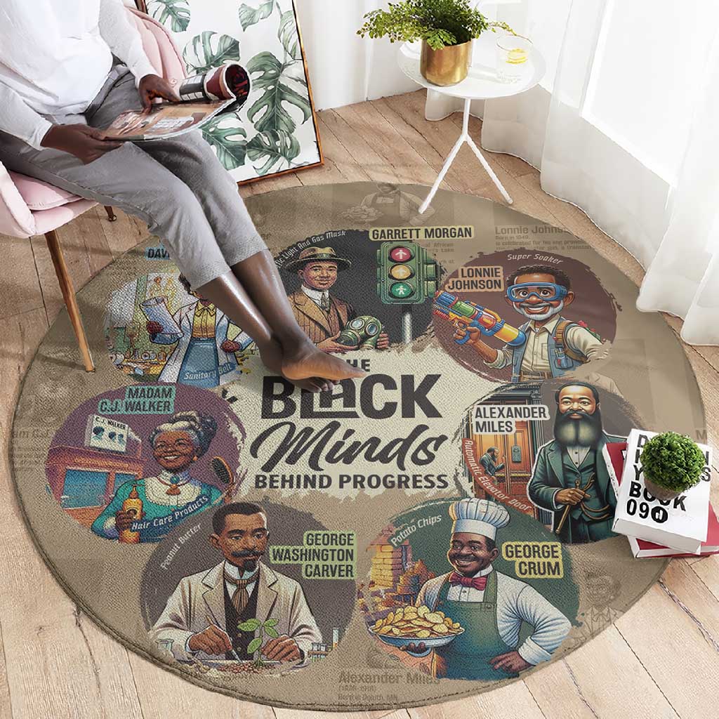 Africa Black Invention Round Carpet The Black Minds Behind Progress DT03