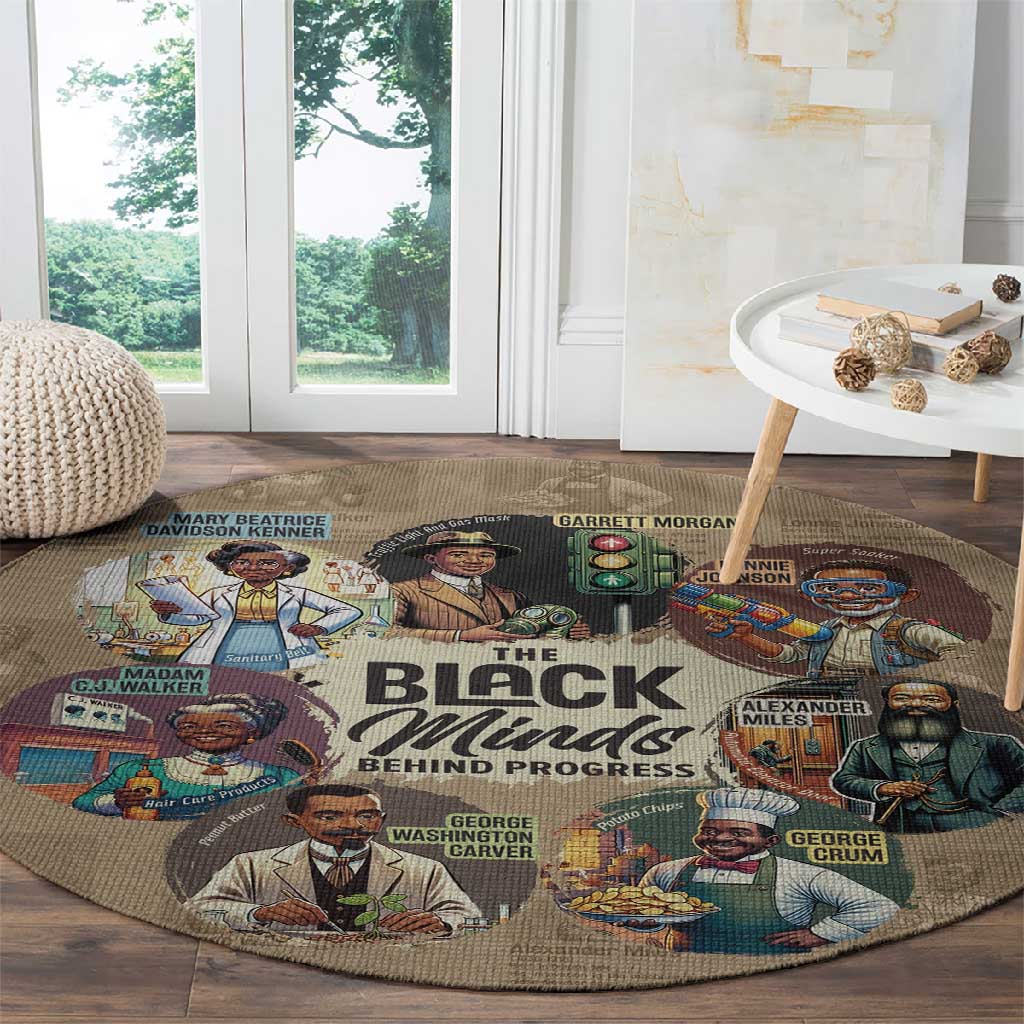 Africa Black Invention Round Carpet The Black Minds Behind Progress DT03