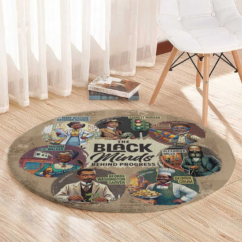 Africa Black Invention Round Carpet The Black Minds Behind Progress DT03