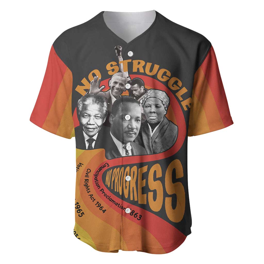 Civil Rights Leaders African American Baseball Jersey No Struggle No Progress DT03