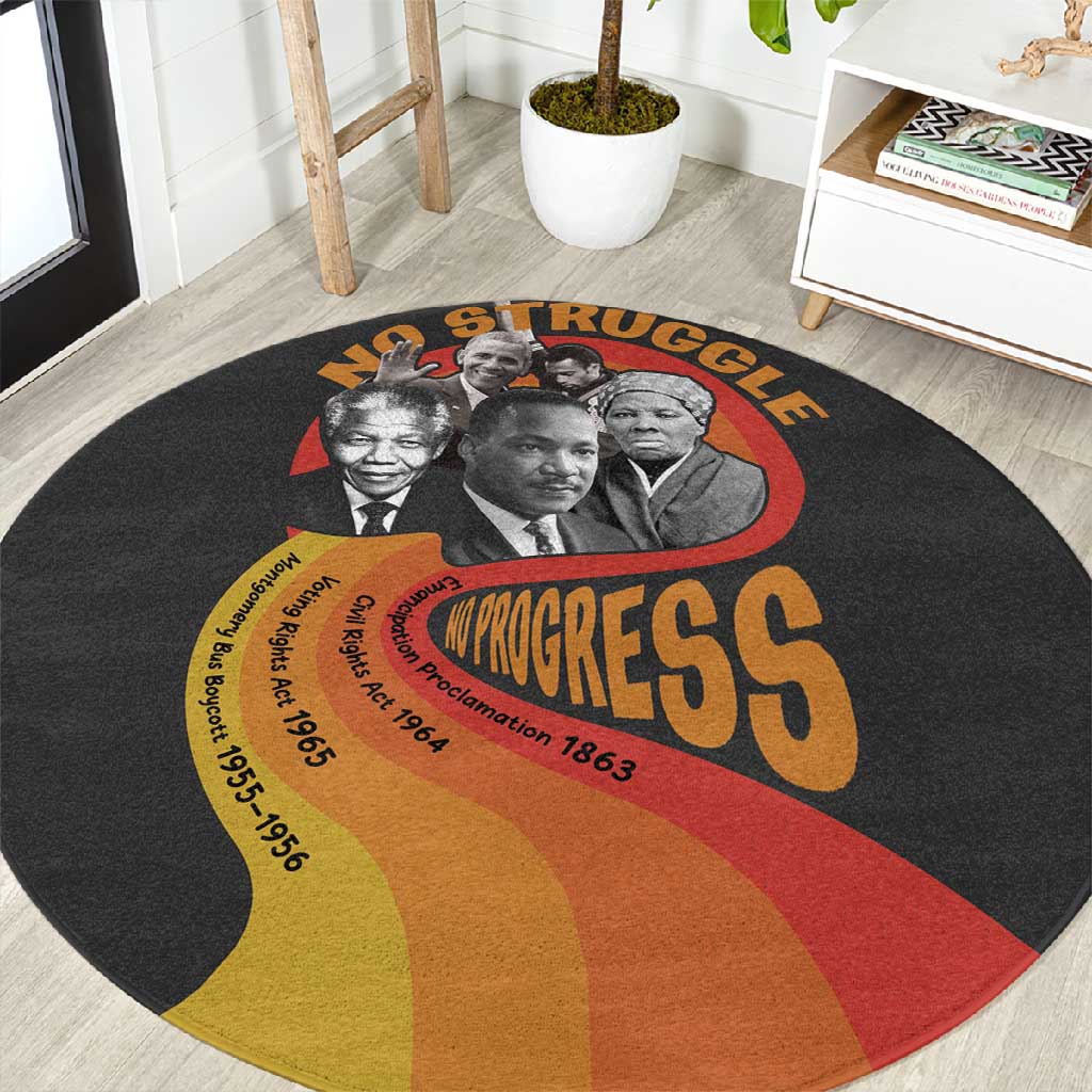 Civil Rights Leaders African American Round Carpet No Struggle No Progress DT03
