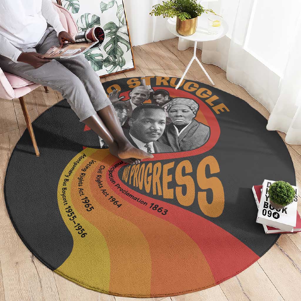 Civil Rights Leaders African American Round Carpet No Struggle No Progress DT03