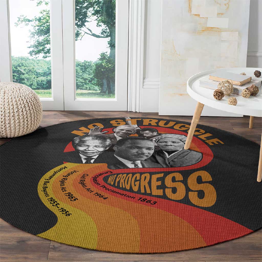 Civil Rights Leaders African American Round Carpet No Struggle No Progress DT03
