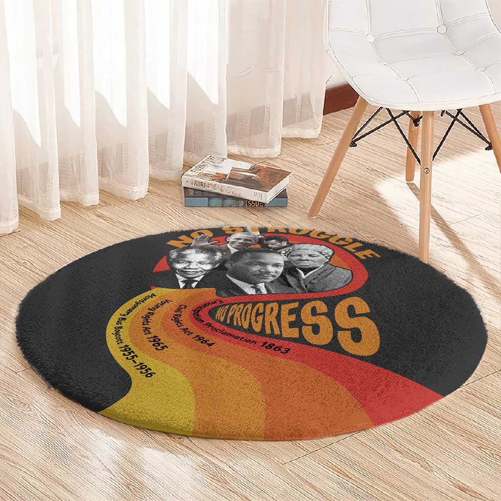 Civil Rights Leaders African American Round Carpet No Struggle No Progress DT03