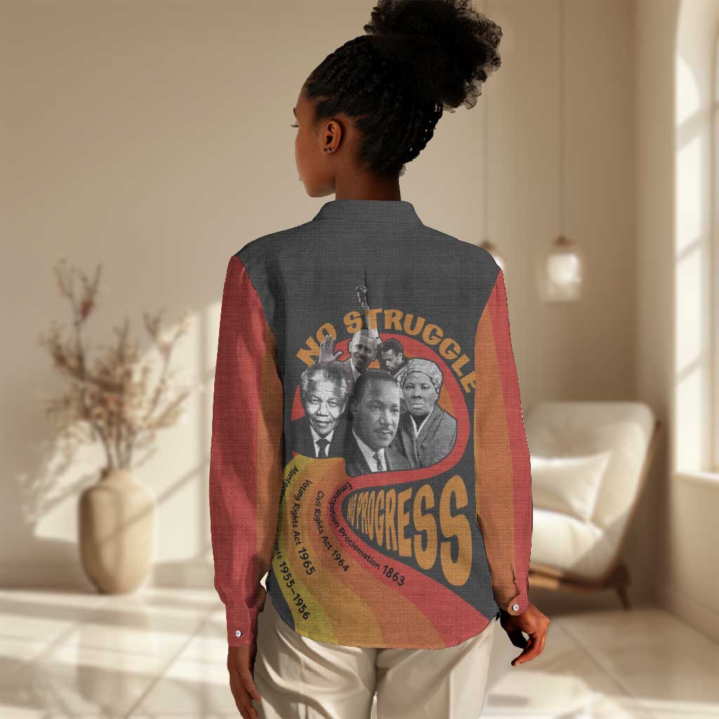 Civil Rights Leaders African American Women Casual Shirt No Struggle No Progress DT03