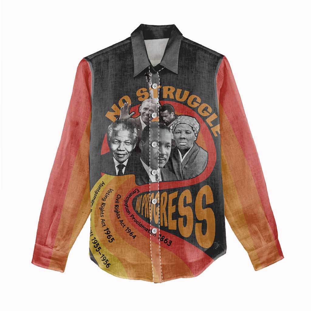 Civil Rights Leaders African American Women Casual Shirt No Struggle No Progress DT03