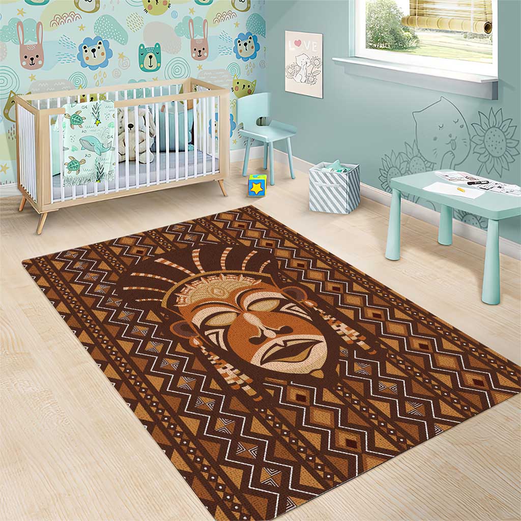 African Mask Printed Mudcloth Area Rug Afro Bogolan DT03