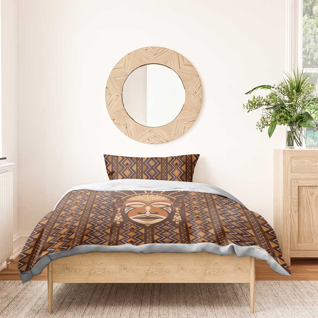 African Mask Printed Mudcloth Bedding Set Afro Bogolan DT03