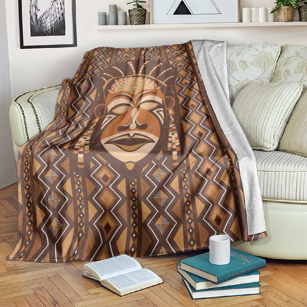 African Mask Printed Mudcloth Blanket Afro Bogolan DT03