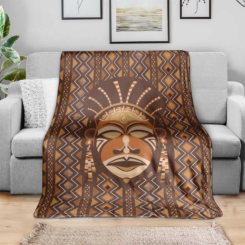 African Mask Printed Mudcloth Blanket Afro Bogolan DT03