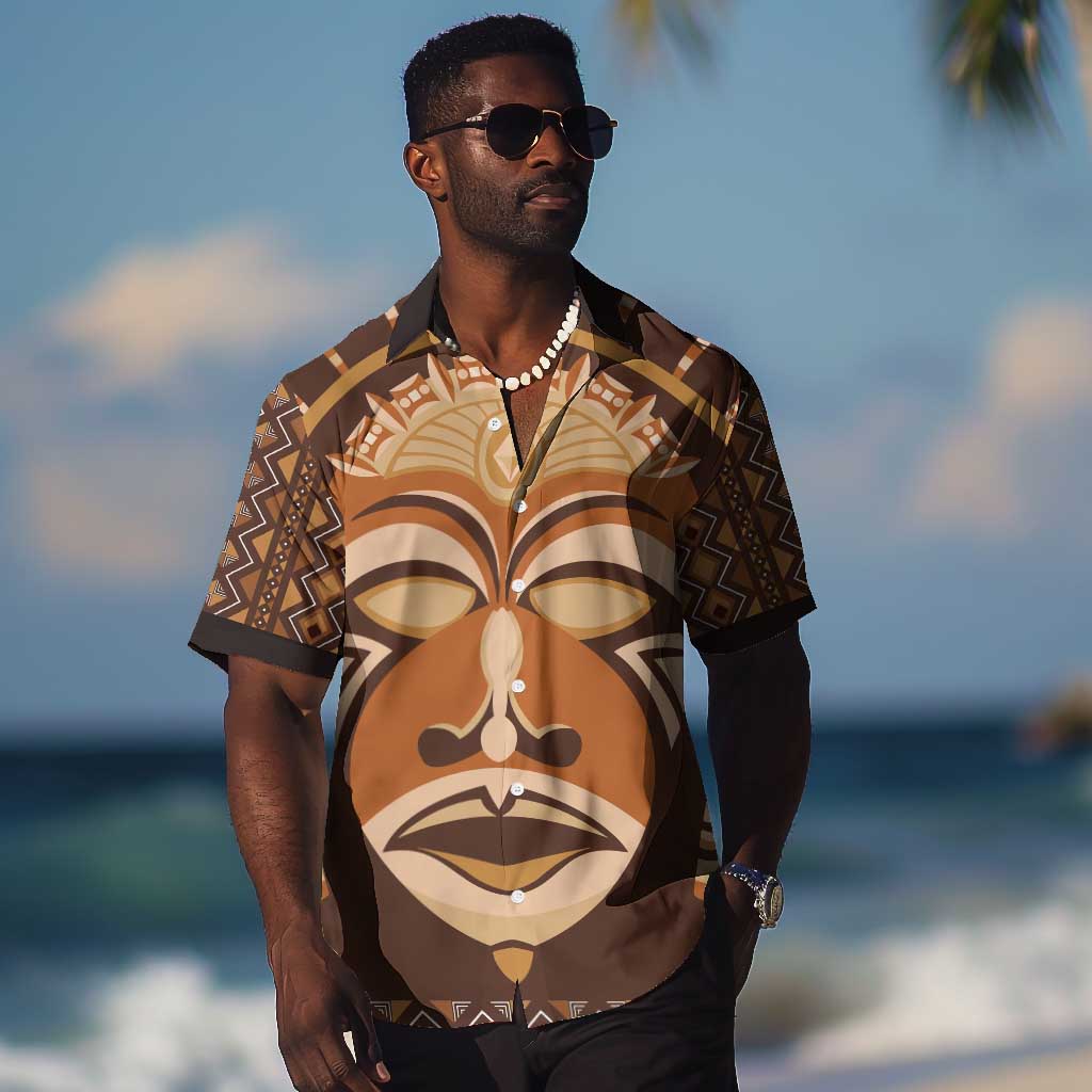 African Mask Printed Mudcloth Hawaiian Shirt Afro Bogolan DT03