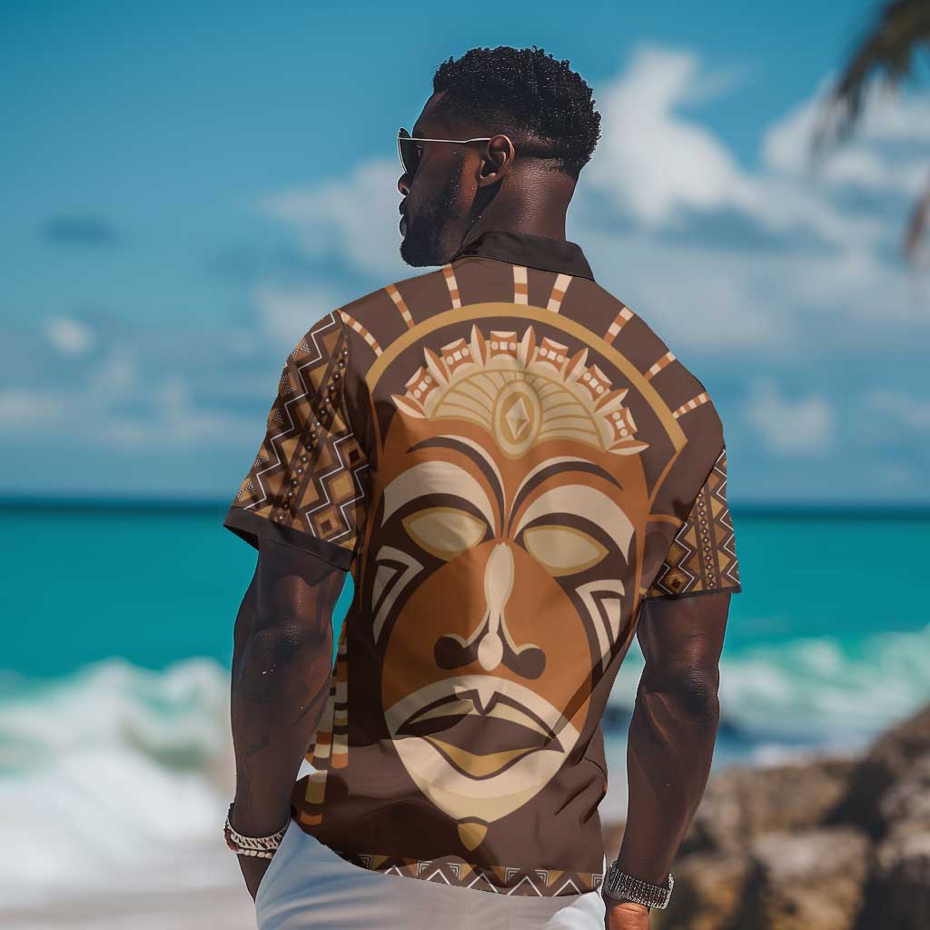 African Mask Printed Mudcloth Hawaiian Shirt Afro Bogolan DT03