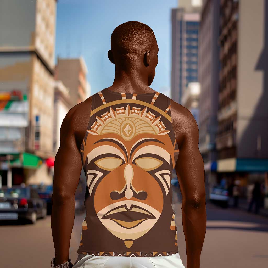 African Mask Printed Mudcloth Men Tank Top Afro Bogolan DT03