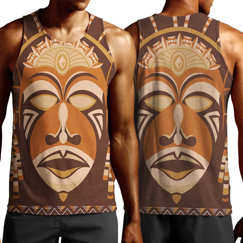 African Mask Printed Mudcloth Men Tank Top Afro Bogolan DT03