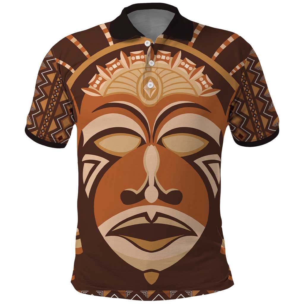African Mask Printed Mudcloth Polo Shirt DT03
