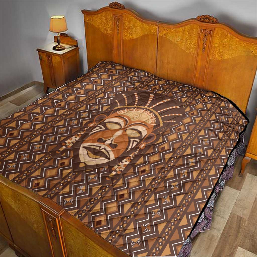 African Mask Printed Mudcloth Quilt Afro Bogolan DT03