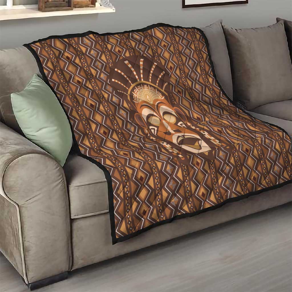 African Mask Printed Mudcloth Quilt Afro Bogolan DT03