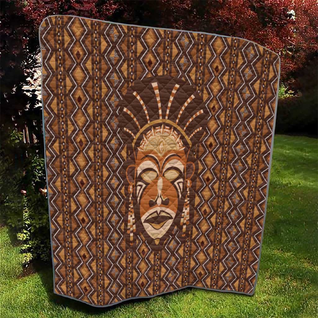 African Mask Printed Mudcloth Quilt Afro Bogolan DT03