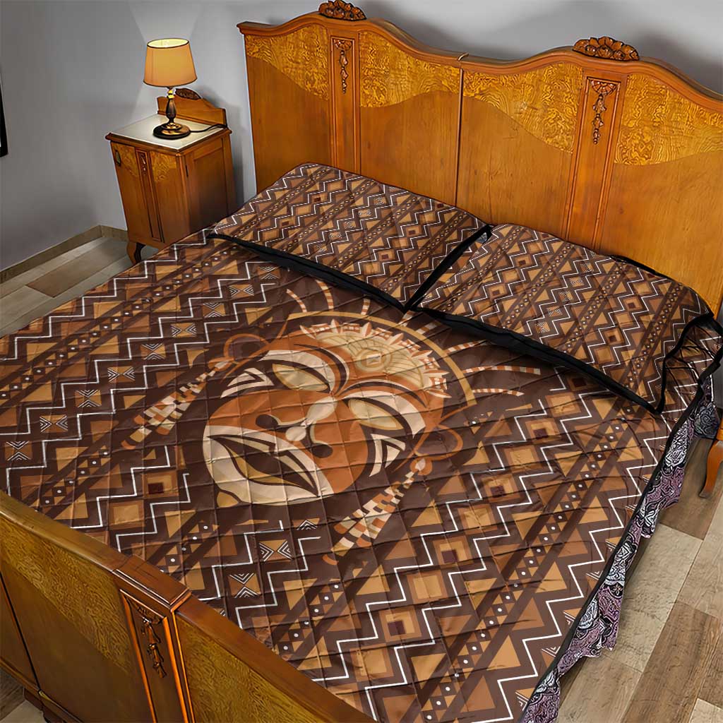 African Mask Printed Mudcloth Quilt Bed Set Afro Bogolan DT03