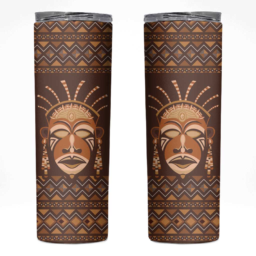 African Mask Printed Mudcloth Skinny Tumbler Afro Bogolan DT03