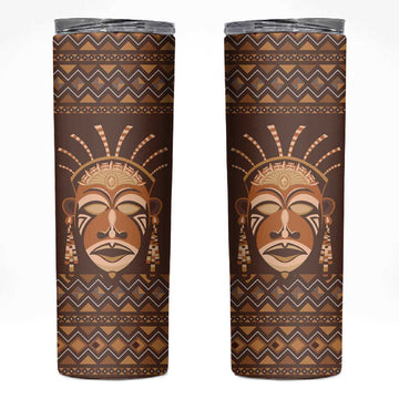 African Mask Printed Mudcloth Skinny Tumbler Afro Bogolan DT03
