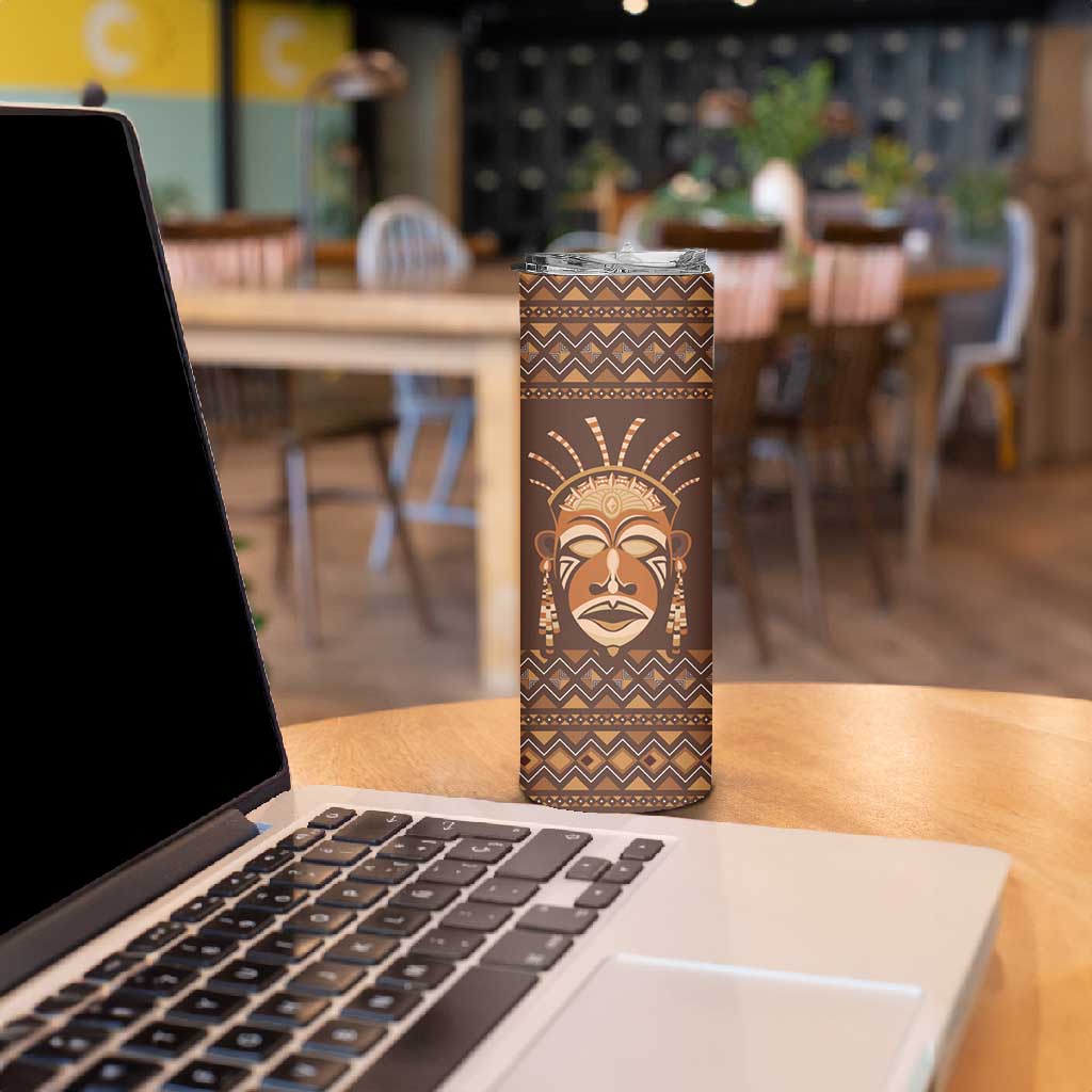 African Mask Printed Mudcloth Skinny Tumbler Afro Bogolan DT03