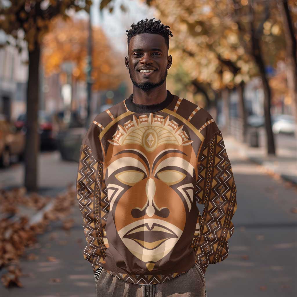 African Mask Printed Mudcloth Sweatshirt Afro Bogolan DT03